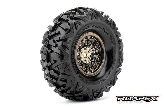 Roapex - RXR6001-CB - Tires - 1/10 Crawler - mounted - 1.9" - Chrome Black wheels - 12mm Hex - Booster (2 pcs)