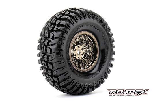 Roapex - RXR6002-CB - Tires - 1/10 Crawler - mounted - 1.9" - Chrome Black wheels - 12mm Hex - Booster (2 pcs)