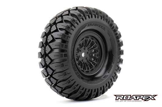 Roapex - RXR6003-B - Tires - 1/10 Crawler - mounted - 1.9" - Black wheels - 12mm Hex - Hardrock (2 pcs)