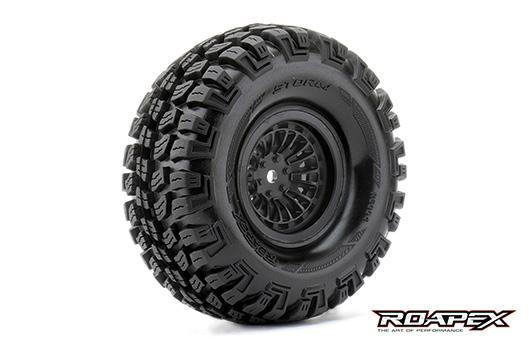 Roapex - RXR6004-B - Tires - 1/10 Crawler - mounted - 1.9" - Black wheels - 12mm Hex - Storm (2 pcs)