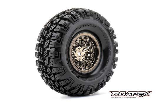 Roapex - RXR6004-CB - Tires - 1/10 Crawler - mounted - 1.9" - Chrome Black wheels - 12mm Hex - Booster (2 pcs)