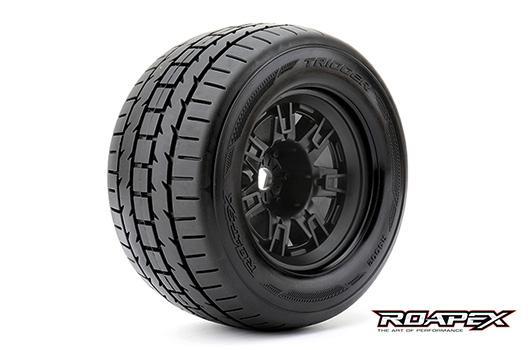 Roapex - RXR4002-B2 - Tires - 1/8 Monster Truck - mounted - 1/2 offset - Black wheels - 17mm Hex - Trigger (2 pcs)