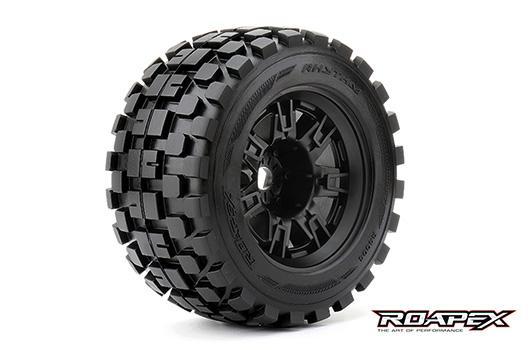 Roapex - RXR4004-B2 - Tires - 1/8 Monster Truck - mounted - 1/2 offset - Black wheels - 17mm Hex - Rythm (2 pcs)