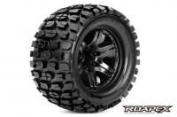 Tires - 1/10 Monster Truck - mounted - 0 offset - Black wheels - 12mm Hex - Tracker (2 pcs)