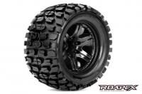 Tires - 1/10 Monster Truck - mounted - 1/2 offset - Black wheels - 12mm Hex - Tracker (2 pcs)