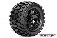 Tires - 1/10 Monster Truck - mounted - 0 offset - Black wheels - 12mm Hex - Rhythm (2 pcs)