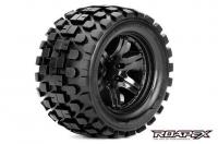 Tires - 1/10 Monster Truck - mounted - 1/2 offset - Black wheels - 12mm Hex - Rhythm (2 pcs)
