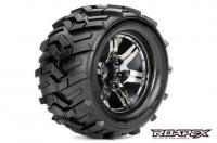 Tires - 1/10 Monster Truck - mounted - 1/2 offset - Chrome Black wheels - 12mm Hex - Morph (2 pcs)