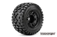 Tires - 1/8 Monster Truck - mounted - 1/2 offset - Black wheels - 17mm Hex - Tracker (2 pcs)