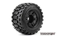 Tires - 1/8 Monster Truck - mounted - 1/2 offset - Black wheels - 17mm Hex - Rythm (2 pcs)