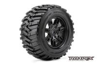 Tires - 1/8 Monster Truck - mounted - 0 offset - Black wheels - 17mm Hex - Morph (2 pcs)