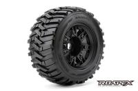 Tires - 1/8 Monster Truck - mounted - 1/2 offset - Black wheels - 17mm Hex - Morph (2 pcs)