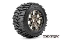 Tires - 1/8 Monster Truck - mounted - 0 offset - Chrome Black wheels - 17mm Hex - Morph (2 pcs)