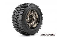 Tires - 1/8 Monster Truck - mounted - 1/2 offset - Chrome Black wheels - 17mm Hex - Morph (2 pcs)