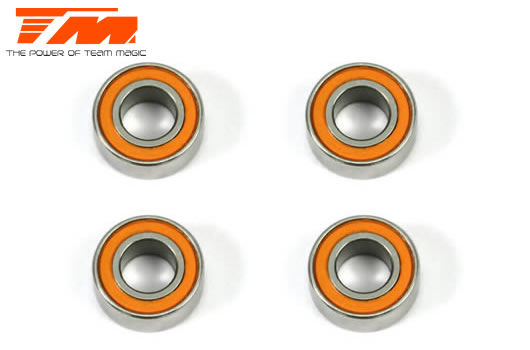Team Magic - TM150510O - Ball Bearings - metric -  5x10x4mm Rubber sealed Orange (4 pcs)