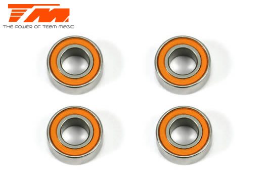 Team Magic - TM150612R - Ball Bearings - metric -  6x12x4mm Rubber sealed Orange (4 pcs)