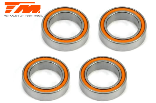 Team Magic - TM151015O - Ball Bearings - metric - 10x15x4mm Rubber sealed Orange (4 pcs)