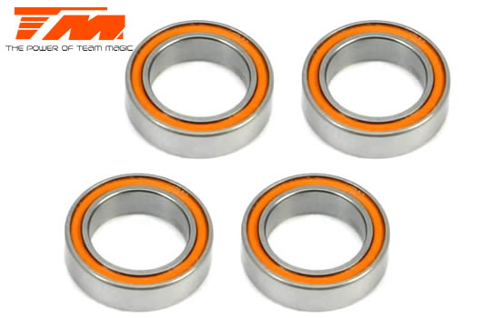 Team Magic - TM151218R - Ball Bearings - metric - 12x18x4mm Rubber sealed Orange (4 pcs)
