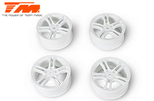 Team Magic - TM503315W - Jantes - 1/10 Drift - 5 Spoke - 12mm Hex - blanches - Baked Coating (4 pces)