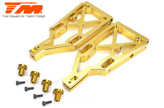 Team Magic - TM505223GD - Pièce Option - E6 Trooper / Trooper II / E6 III - Aluminium anodisé Gold  - Bras de suspension inférieur (2 pces)