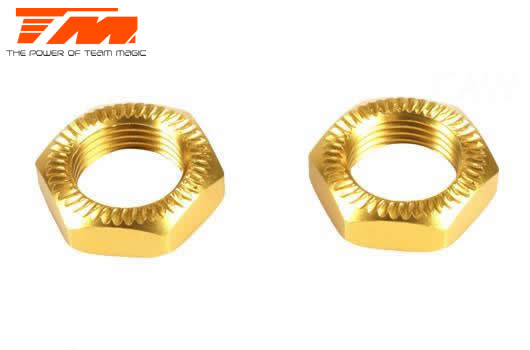 Team Magic - TM505138SGD-1 - Spare Part - E6 III - Aluminum Gold anodized - Serrated Wheel Nut (2 pcs)
