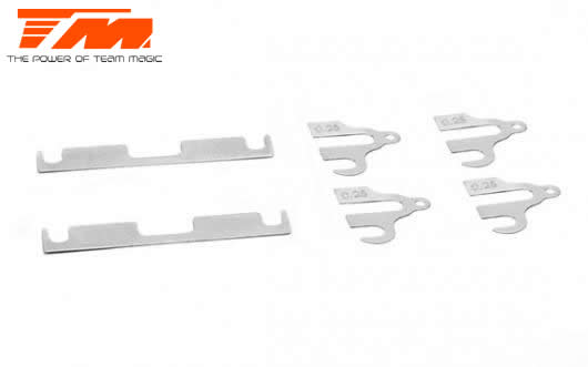 Team Magic - TM507614 - Pièce Option - E4RS4 - Set d'entretoises de supports de bras 0.25mm V2 (2 pces FF/RR et 4 pces FR/RF)