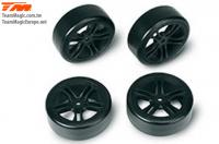 Tires - 1/10 Drift - mounted - 5 Spoke Black wheels - 12mm Hex - Hard (4 pcs)