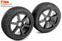 Tires - 1/8 Buggy - mounted - black wheels - 17mm hex - Medium (2 pcs)