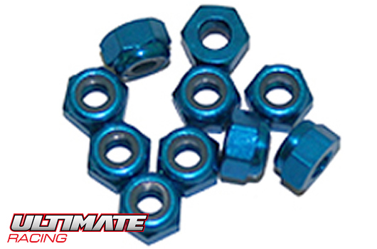 Ultimate Racing - UR1512-A - Nuts - M4 nyloc - Aluminum - Blue (10 pcs)