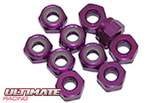 Ultimate Racing - UR1512-P - Nuts - M4 nyloc - Aluminum - Purple (10 pcs)