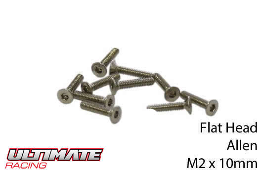 Ultimate Racing - UR161210 - Screws - Flat Head - Hex (Allen) - M2 x 10mm (10 pcs)