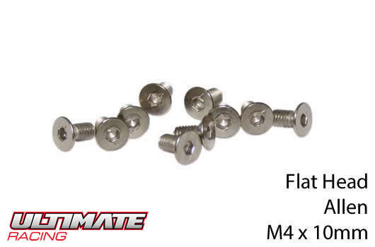 Ultimate Racing - UR161410 - Screws - Flat Head - Hex (Allen) - M4 x 10mm (10 pcs)