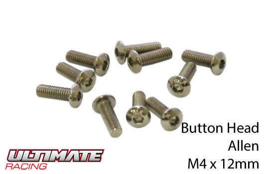 Ultimate Racing - UR162412 - Screws - Button Head - Hex (Allen) - M4 x 12mm (10 pcs)