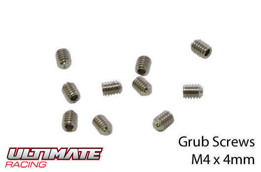 Ultimate Racing - UR164404 - Grub Screws - M4 x  4mm (10 pcs)