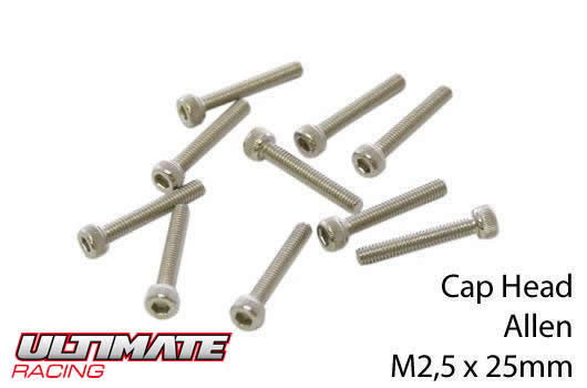 Screws - Cap Head - Hex (Allen) - M2.5 x 25mm (10 pcs)