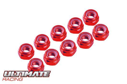 Ultimate Racing - UR1502-R - 3 mm. ALU. NYLON NUT RED (10pcs)