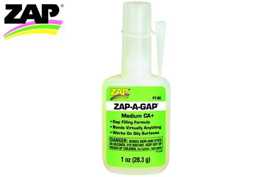 ZAP / SuperGlue - ZPT02 - Glue - ZAP-A-GAP - CA+ Medium -  28.3g (1 oz.) - tire glue Adhesive - ZAP-A-GAP - CA+ - Superglue Medium 28.3g (1 oz.) - Tire adhesive (Composition 11730006)