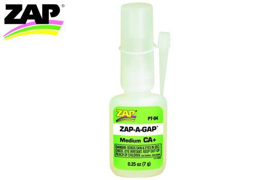 ZAP / SuperGlue - ZPT04 - Glue - ZAP-A-GAP - CA+ Medium -   7g (1/4 oz.) - tire glue (composition 11730011)