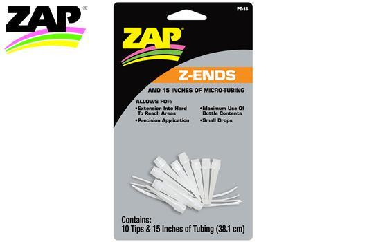 ZAP / SuperGlue - ZPT18 - Colle - Z-Ends micro tubing - 10 pointes allongées + 38cm de micro tube (15 in.) (Composition 11730043)