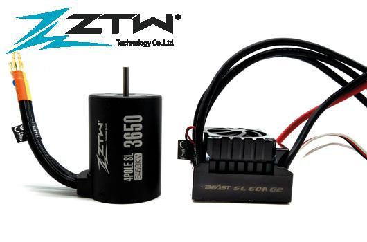 ZTW by HRC Racing - ZTW1106021 - Elektronisch Fahrtregler COMBO - Brushless - Beast SL 60A G2 - Motor 3650 3450KV 