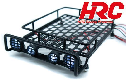 HRC Racing - HRC25079BK - Parti di carrozzeria - 1/10 Accessory - Scale - Portapacchi 17x11x4 per Crawler - con fari LEDs - Nero