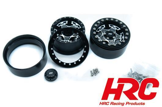 HRC Racing - HRC65161B - Jantes - 1/10 Crawler - 1.9" - 12mm Hex - Aluminium - Skull Beadlock - Noir (4 pces)