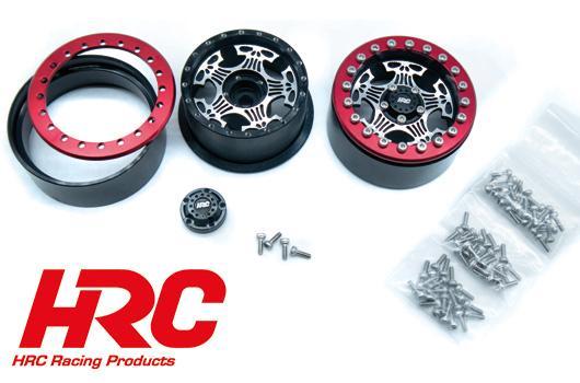 HRC Racing - HRC65161R - Cerchi - 1/10 Crawler - 1.9" - 12mm Hex - Aluminium - Skull Beadlock - Rosso (4 pzi)