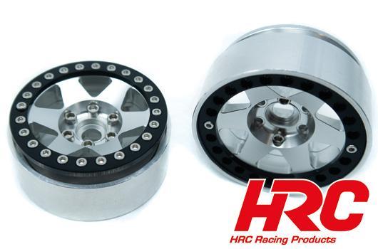 HRC Racing - HRC65165SB - Cerchi - 1/10 Crawler - 1.9" - 12mm Hex - Aluminium - Beadlock - Silver with Black Ring (4 pzi)