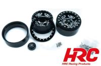 Wheels - 1/10 Crawler - 1.9" - 12mm Hex - Aluminium - Skull Beadlock - Black (4 pcs)