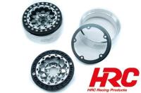 Wheels - 1/10 Crawler - 1.9" - 12mm Hex - Aluminium - Beadlock - Silver/Grey (4 pcs)