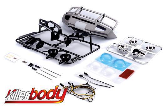 KillerBody - KBD48717 - Option Part - Mercury & TRX-4 - 1/10 Alloy Bumper w/LEDS Upgrade Sets Silver-grey Fit for 1/10 Truck and SUV