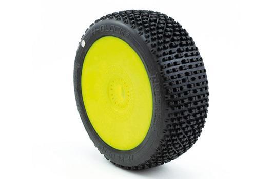 ProCircuit - PCY2001-C1 - Tires - 1/8 Buggy - H-Block V2 Buggy C1 (Super Soft) Pre-Mounted Yellow