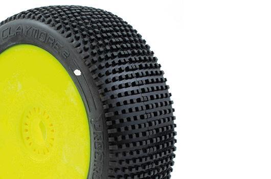 Tires - 1/8 Buggy - Claymore V2 Buggy C1 (Super Soft) Pre-Mounted Yellow