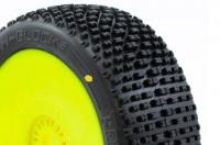 Tires - 1/8 Buggy - mounted - Yellow wheels - 17mm Hex - H-BLOCK V2 C2 (SOFT) (2 pcs)